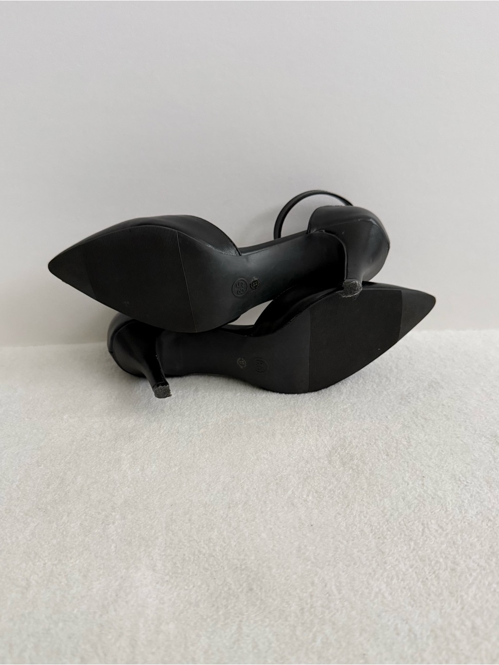Black Pointed Toe Heels Women’s 8.5 Ankle Strap Office - Picture 7 of 9
